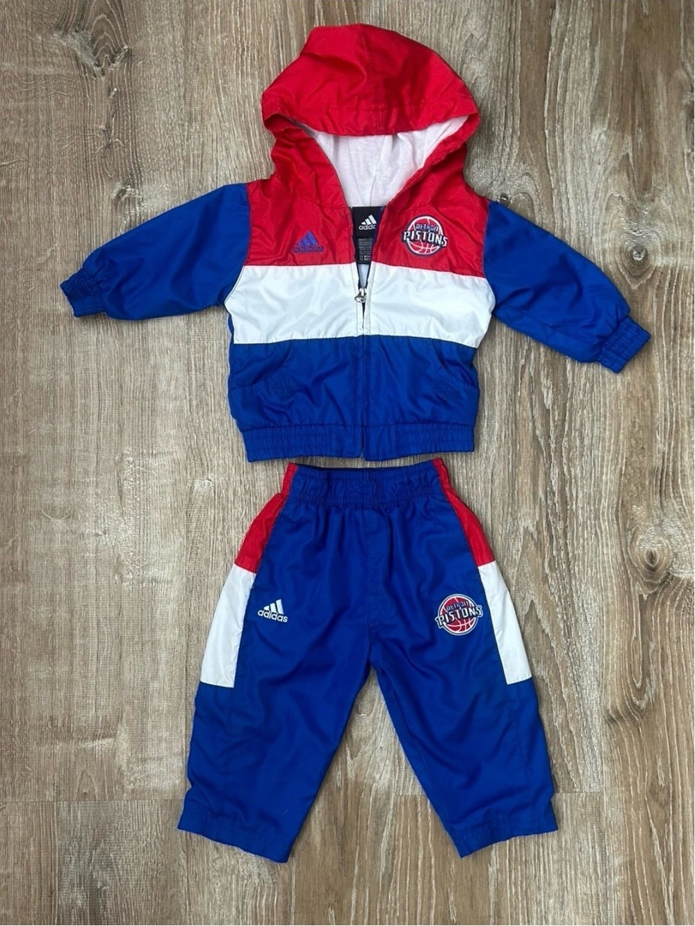 adidas Youth Red White Blue Hooded Tracksuit Set
